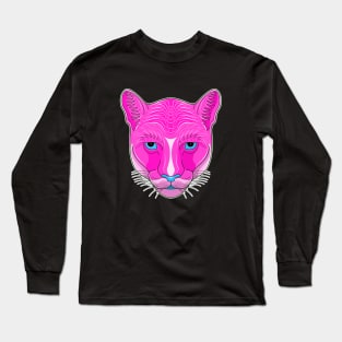 pinky cougar face Long Sleeve T-Shirt